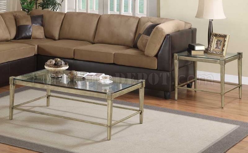 Clear Glass Top Modern 3Pc Coffee Table Set w/Metal Legs - Click Image to Close