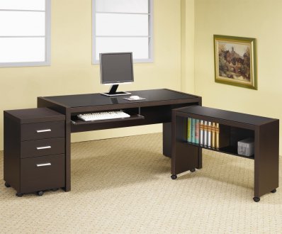 Skylar 800901 Office Desk in Cappuccino by Coaster w/Options