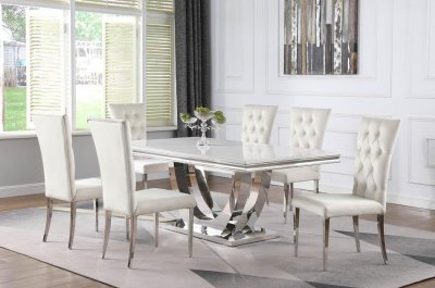 Kerwin Dining Table 111101 White Marble Top - Coaster w/Options