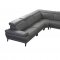 Mercer Sectional Sofa - Slate Gray Leather by Beverly Hills