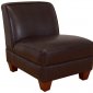 Brown Vinyl Modern Armless Chair w/Wooden Legs