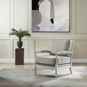 Saraid Accent Chair AC01164 in Gray Linen & Light Oak by Acme