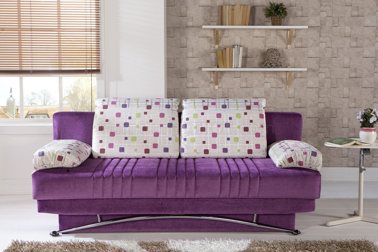 Fantasy Corbin Purple Sofa Bed by Sunset in Microfiber w/Options - Click Image to Close