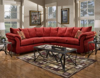 Red Fabric Modern 2Pc Sectional Sofa w/Wooden Legs [CHFSS-V4-6750 Payton Red]