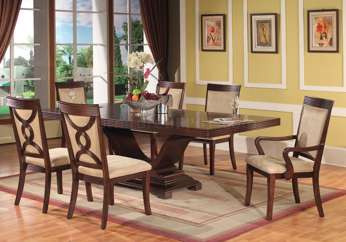 Brown Finish Modern 5Pc Dining Set w/Optional Arm Chairs - Click Image to Close