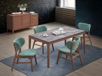 Bevis Dining Room 5Pc Set DN02312 by Acme w/Green Chairs