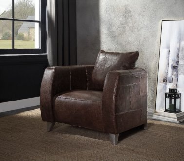 Kalona Accent Chair 59717 in Chocolate Leather by Acme