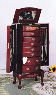 Mahogany Finish Stylish Deluxe Jewelry Armoire