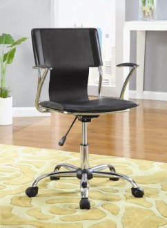 800207 Adjustable Height Office Chair Set of 2 in Black & Chrome