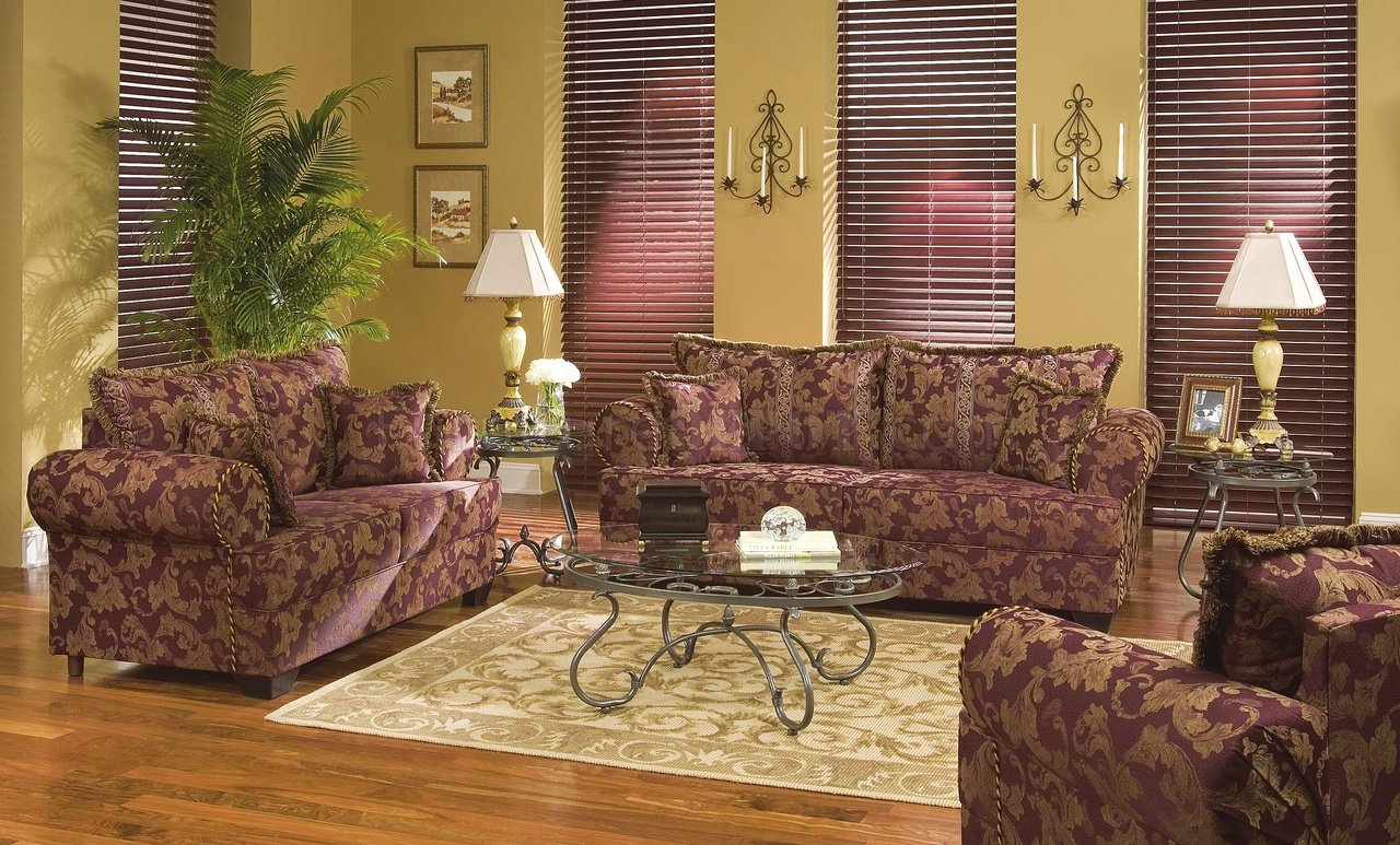 Rust Colored Fabric Contemporary Living Room w/Contrasting Welt - Click Image to Close