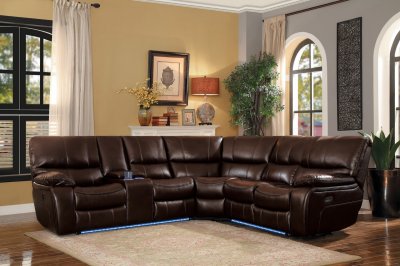 Pecos Power Motion Sectional Sofa 8480BRW Brown by Homelegance