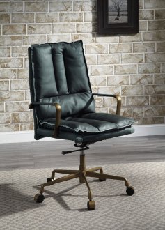 Tinzud Office Chair 93166 Dark Green Top Grain Leather by Acme
