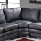 3330 Black Leather Modern Sectional Sofa w/Coffee Table