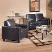 Dark Brown Contemporary Bonded Leather Living Room Sofa