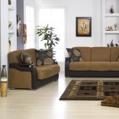 Suet Brown Fabric Contemporary Living Room w/Sleeper Sofa