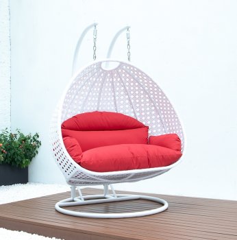 Wicker Hanging Double Egg Swing Chair ESCW-57R by LeisureMod [LMOUT-ESCW-57R]