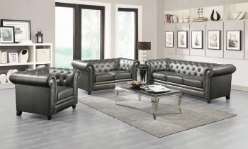 Roy Sofa 551091 in Gunmetal Leatherette by Coaster w/Options [CRS-551091 Roy]