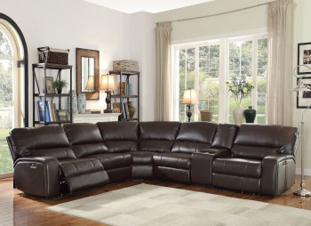 Saul Power Motion Sofa 54155 in Espresso Leather-Aire by Acme [AMSS-54155-Saul-Espesso]