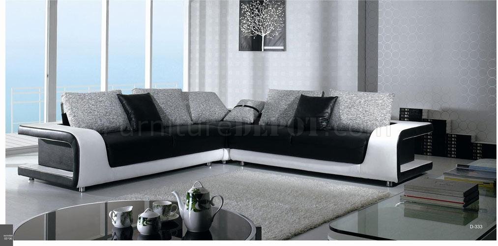 White Leather And Fabric Sectional Sofa, Sectional Sofa Leather And Fabric