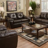 Mahogany Bonded Leather Modern Sofa & Loveseat Set w/Options