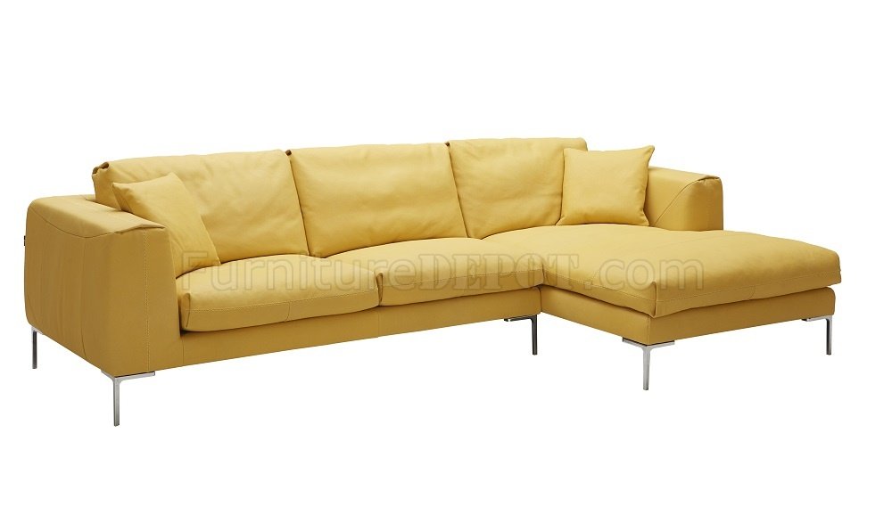 Soleil Sectional Sofa In Yellow Premium, Yellow Leather Sectional