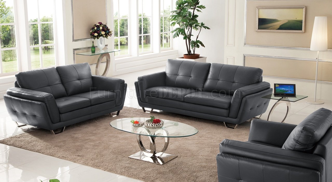 S832 Sofa in Black Italian Leather by Pantek w/Options - Click Image to Close