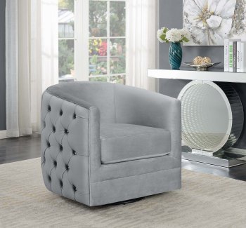 904087 Set of 2 Swivel Accent Chairs in Grey Velvet by Coaster [CRAC-904087]