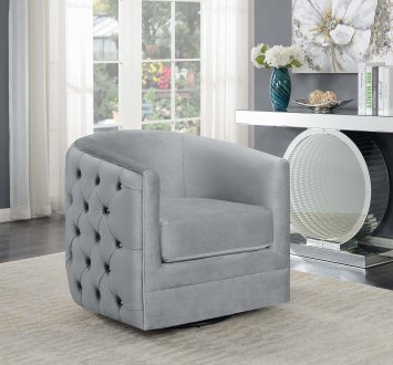 904087 Set of 2 Swivel Accent Chairs in Grey Velvet by Coaster