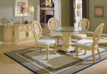 Antique White Traditional Formal Dining Set With Glass Top [CRDS-21-101050]