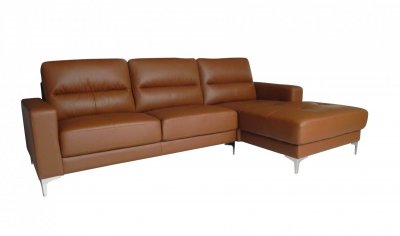 Memphis Sectional Sofa in Tan Bonded Leather by Whiteline