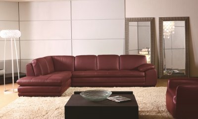 ML157 Sectional Sofa in Red Leather by Beverly Hills
