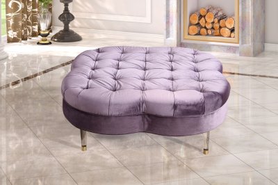 Lucky Clover Ottoman / Coffee Table in Light Purple Fabric