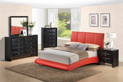 8272 Red Linda Black 5Pc Bedroom Set by Global w/Options