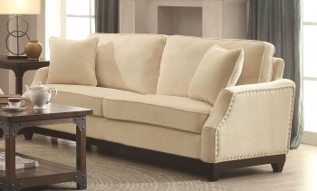 Acklin 504741 Sofa in Beige Velvet Fabric by Coaster w/Options [CRS-504741 Acklin]