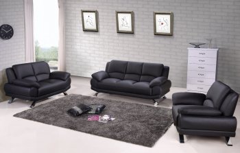 117 Sofa in Black Leather by Beverly Hills w/Options [BHS-117 Black]