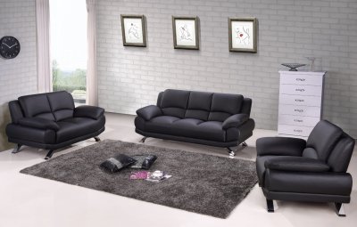 117 Sofa in Black Leather by Beverly Hills w/Options