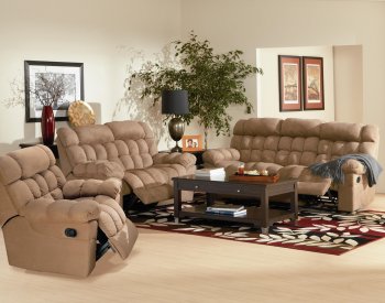 Mocha Microfiber Modern Reclining Living Room Sofa w/Options [CRS-600341]