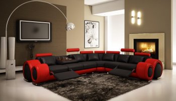 4087 Sectional Sofa in Black & Red Bonded Leather by VIG [VGSS-VGEV4087 Black Red]