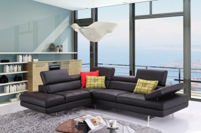 A761 Sectional Sofa in Black Leather by J&M