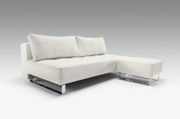 White Leatherette Contemporary Sofa Bed Lounger From Innovation [INSB-Supremax-Lounger-White]