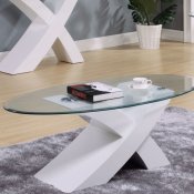 80860 Pervis Coffee Table 3Pc Set in White by Acme w/Glass Top