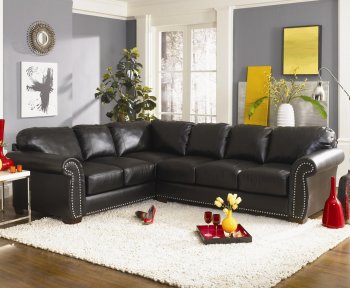 Black or Burgundy Bonded Leather Classic Sectional Sofa [HLSS-L189-Black]
