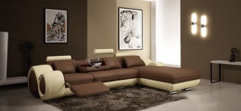 4085 Sectional Sofa by VIG in Brown & Tan Bonded Leather [VGSS-4085 Brown Tan]