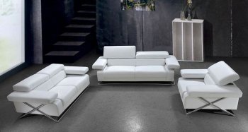 White Leather Ultra Modern 3PC Living Room Set [VGS-Linx-White]