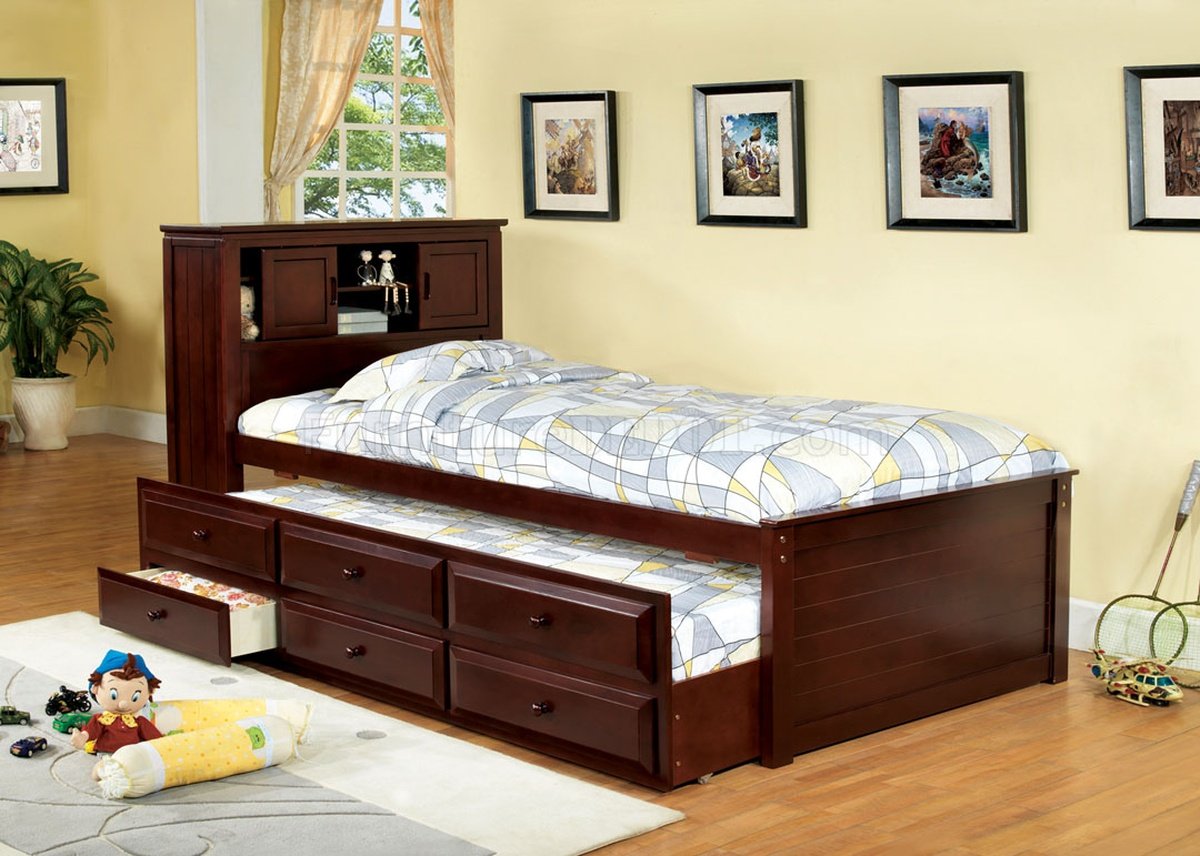 CM7763CH South Land Captain Bed in Cherry w/Trundle & Drawers - Click Image to Close