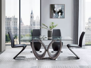 D80012 Dining Room Set 5Pc in Dark Gray by Global w/D9002 Chairs [GFDS-D80012DT-D9002DC-BL]