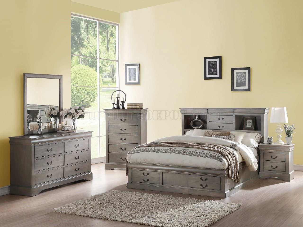 25500 Acme Louis Philippe III Antique Grey Bedroom Set