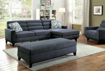 Jensen Sectional Sofa CM6790 in Dark Gray Fabric w/Options [FASS-CM6790-Jensen]
