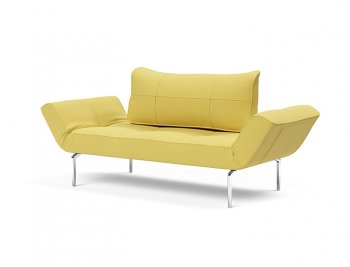 Zeal Daybed in Mustard Fabric by Innovation w/Metal Legs [INSB-Zeal Deluxe-Alu 554]