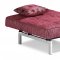 Red Microfiber Convertible Sleeper Sofa with Split Back